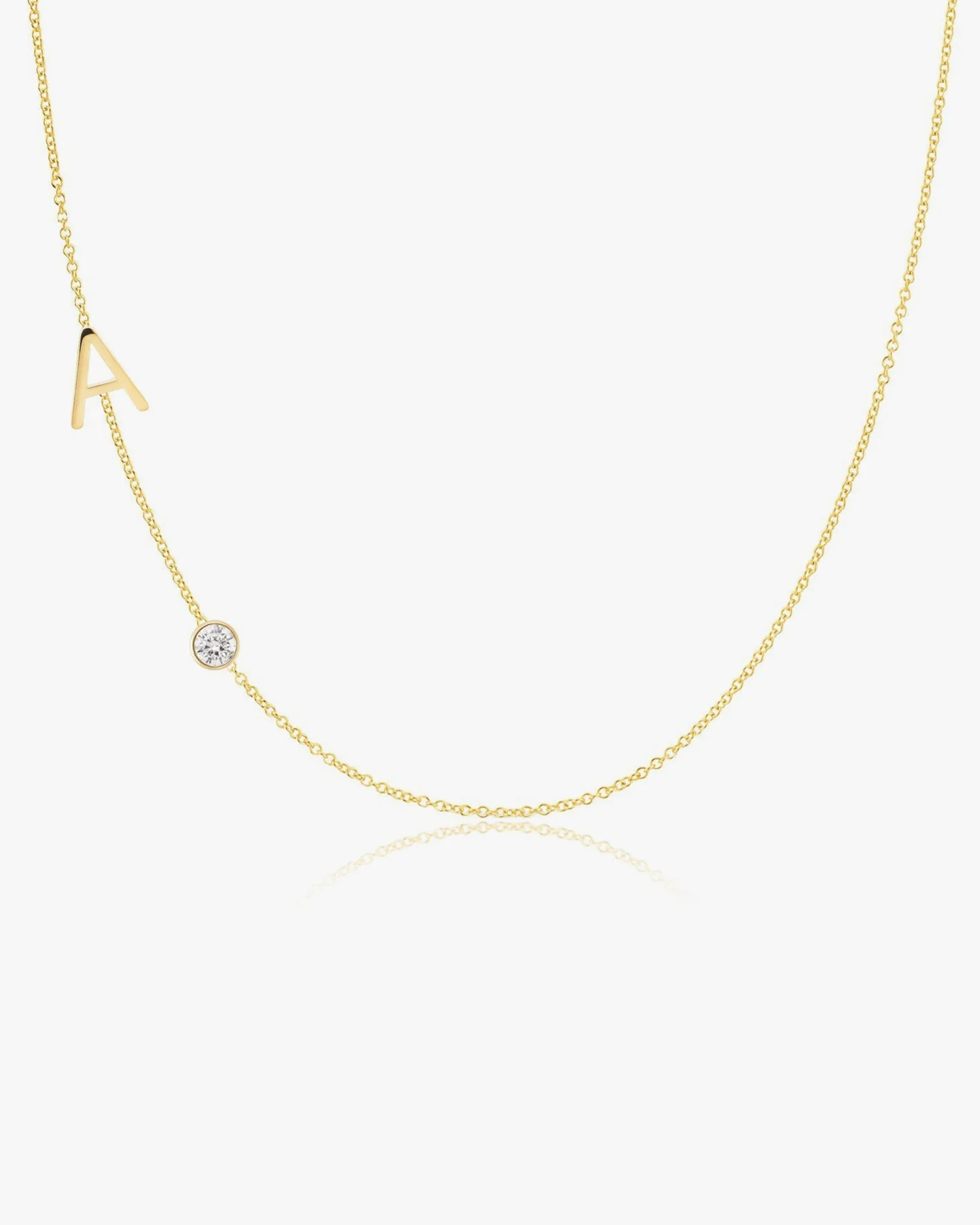 Letter Necklace with Diamond Yellow Gold